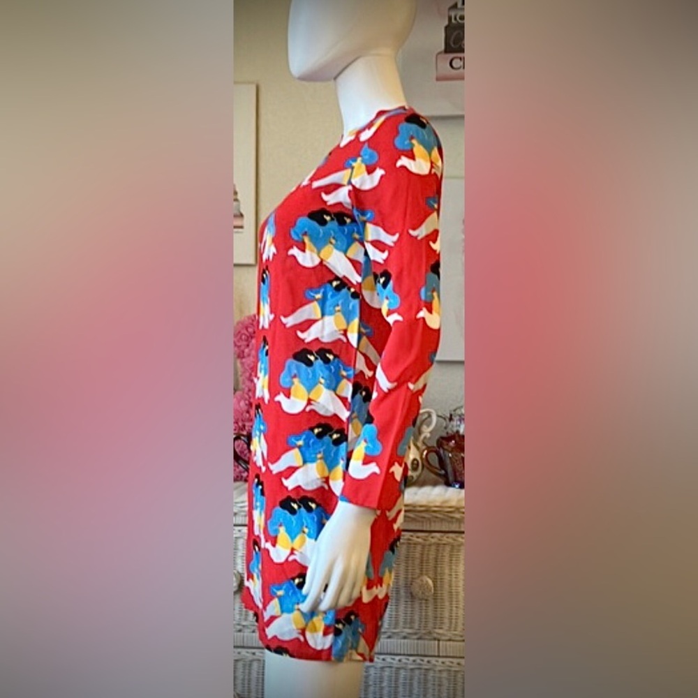Nooworks Mini Dress Double Ladies Graphics Long Sleeves in Blue & Red size XS - Picture 4 of 10